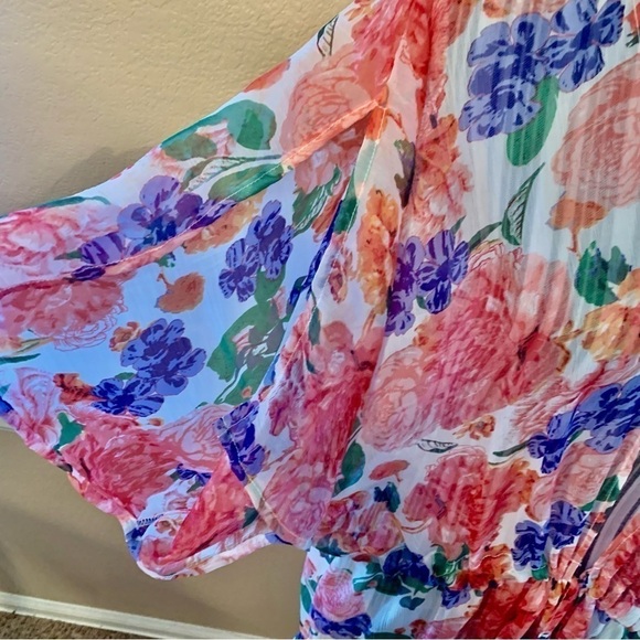 NWT Rachel Roy Wrap Robe L/XL Sheer Lightweight Flowy Boho Pink Purple Floral - Picture 7 of 15